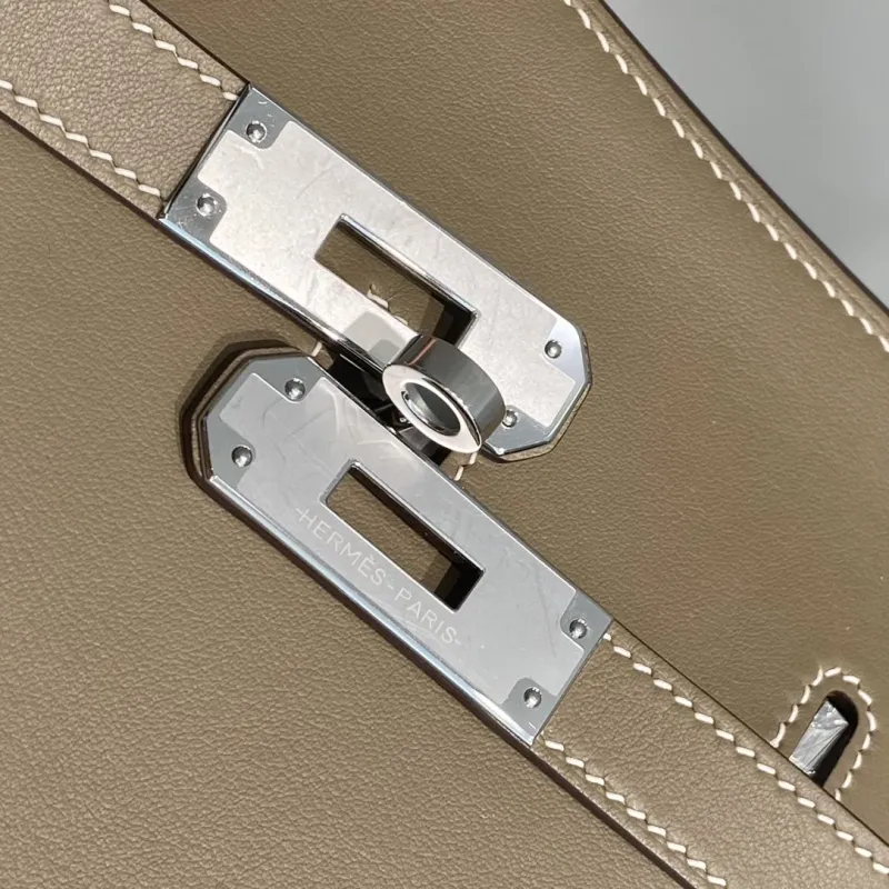Hermes Taupe Leather Satchel Bag 232 - Image 5