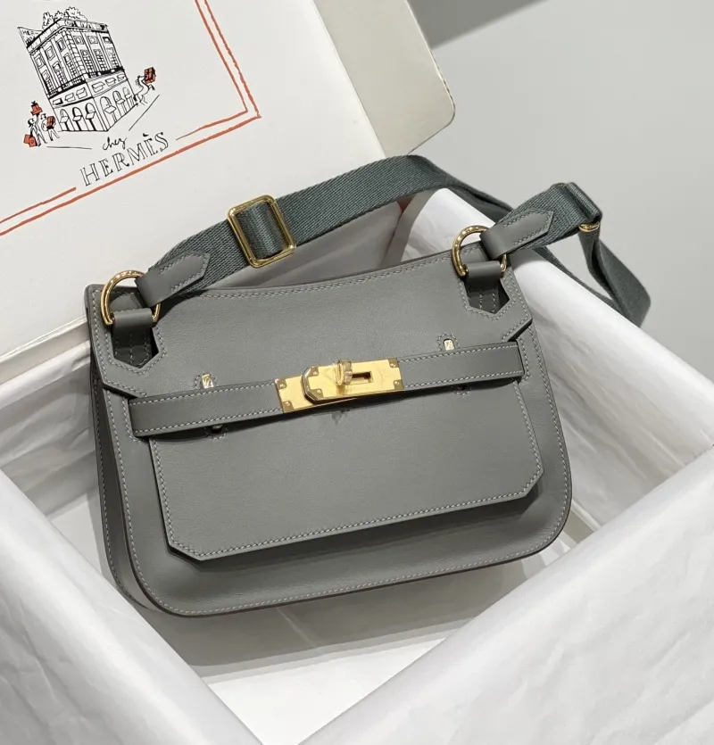 Hermes Gray Leather Satchel Bag 234