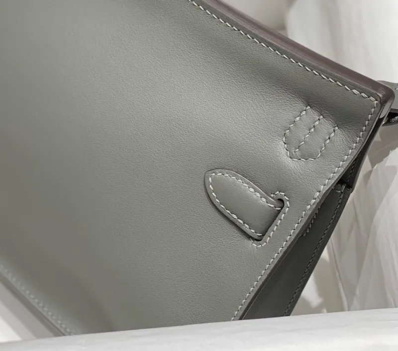 Hermes Gray Leather Satchel Bag 234 - Image 5