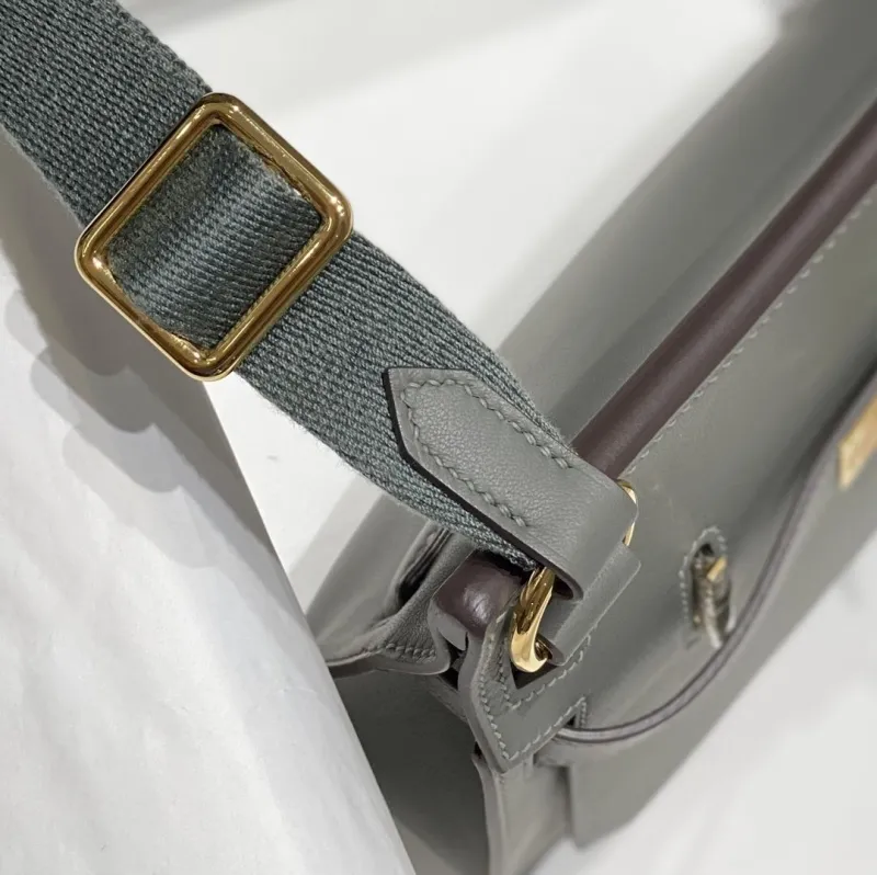 Hermes Gray Leather Satchel Bag 234 - Image 6