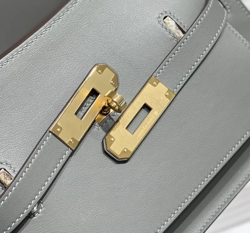 Hermes Gray Leather Satchel Bag 234 - Image 7