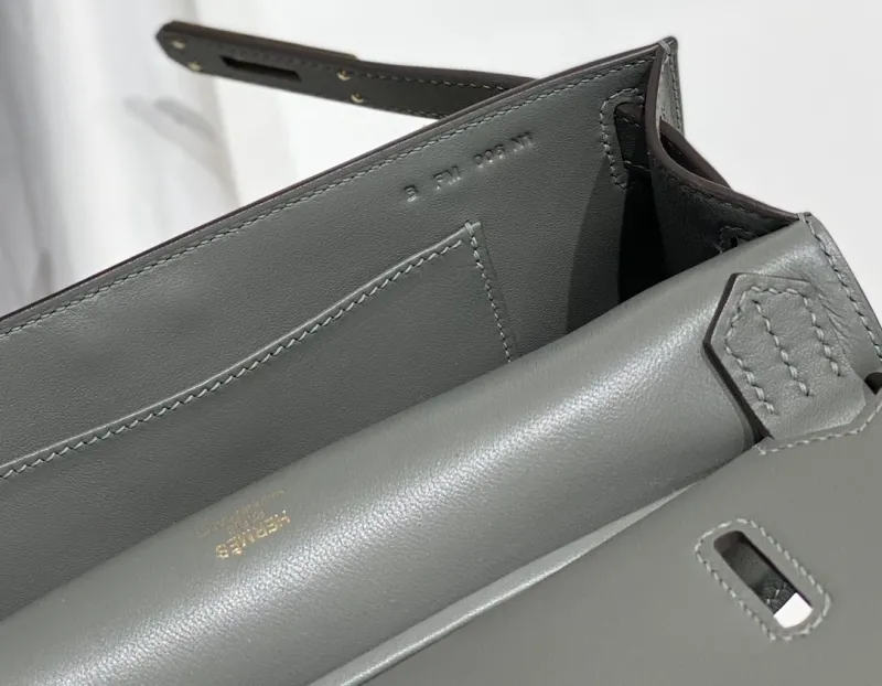 Hermes Gray Leather Satchel Bag 234 - Image 9