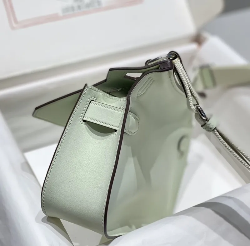 Hermes Mint Green Leather Satchel Bag 235 - Image 7