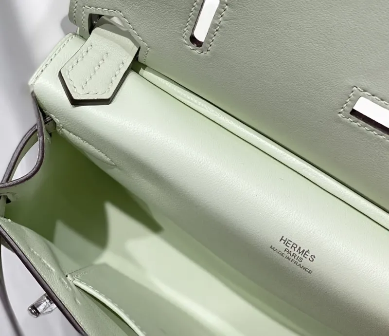 Hermes Mint Green Leather Satchel Bag 235 - Image 8