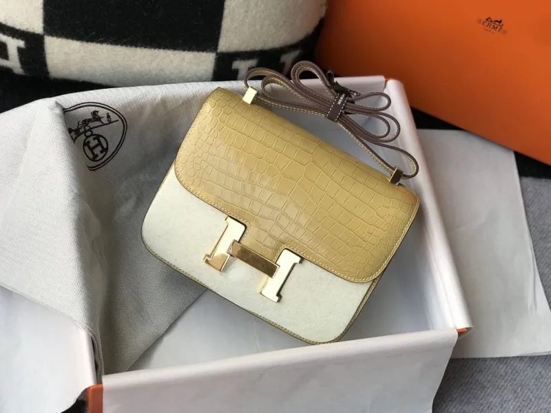 Hermes Yellow Crocodile Satchel Bag 238
