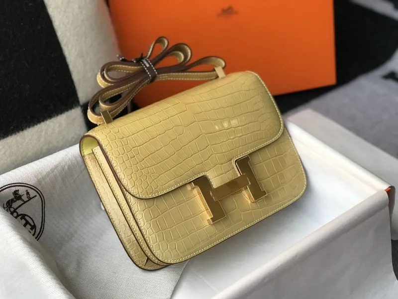 Hermes Yellow Crocodile Satchel Bag 238 - Image 4