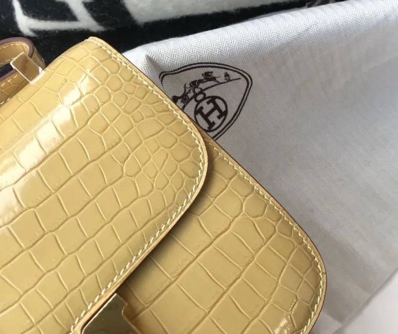 Hermes Yellow Crocodile Satchel Bag 238 - Image 6