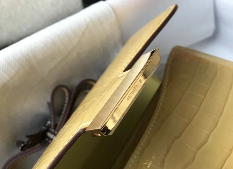 Hermes Yellow Crocodile Satchel Bag 238 - Image 7