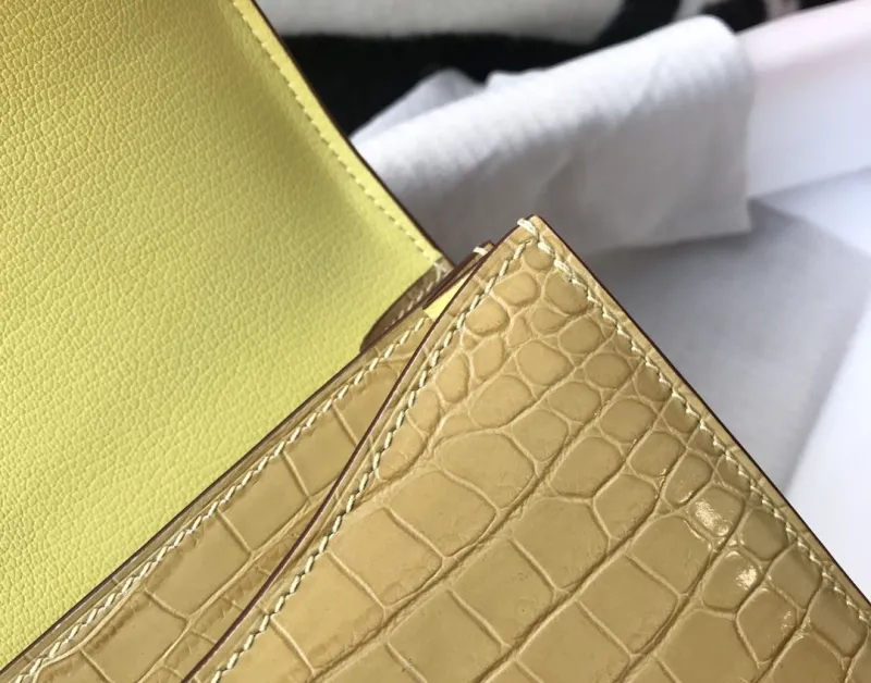 Hermes Yellow Crocodile Satchel Bag 238 - Image 8