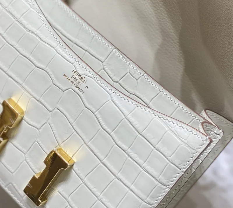 Hermes Cream Crocodile Leather Satchel Bag 242 - Image 5