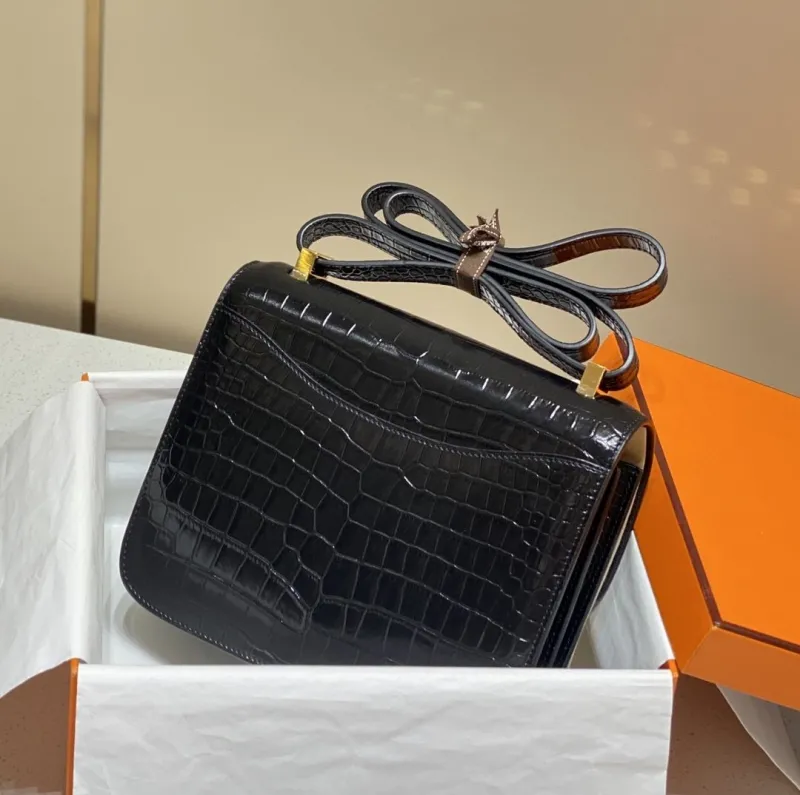 Alternative view of Hermes Black Crocodile Leather Satchel Bag 243