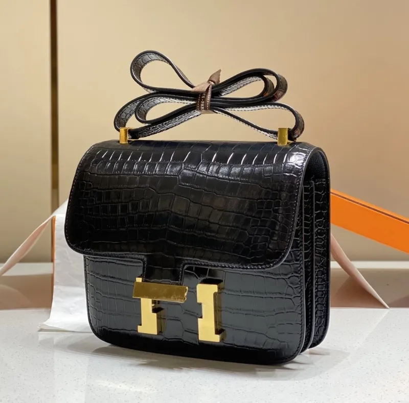Hermes Black Crocodile Leather Satchel Bag 243 - Image 3