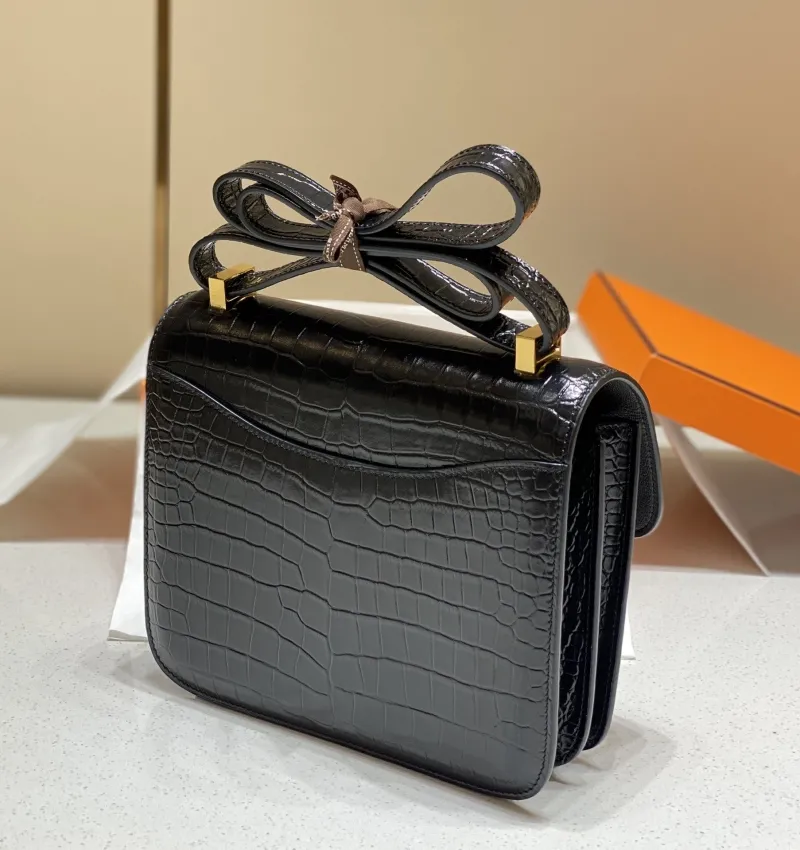 Hermes Black Crocodile Leather Satchel Bag 243 - Image 4