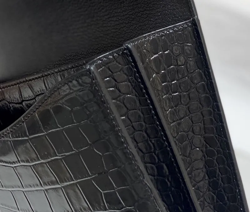 Hermes Black Crocodile Leather Satchel Bag 243 - Image 7