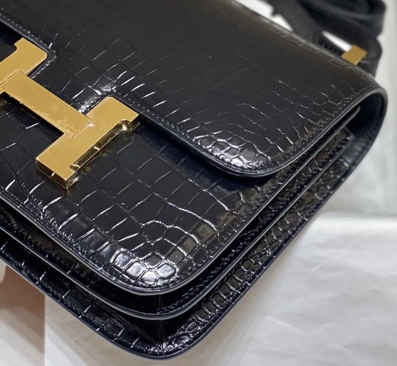 Hermes Black Crocodile Leather Satchel Bag 243 - Image 8