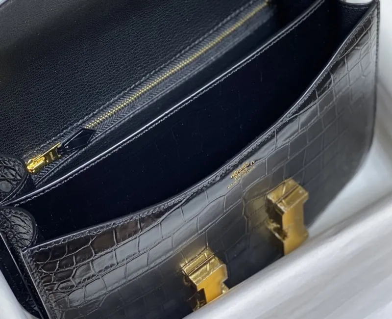 Hermes Black Crocodile Leather Satchel Bag 243 - Image 9