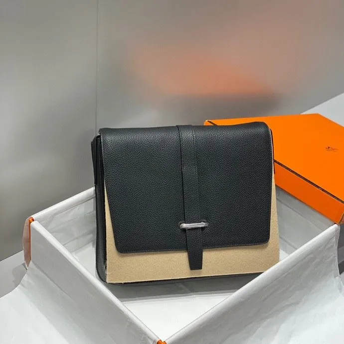 Hermes Black Leather Satchel Bag 244