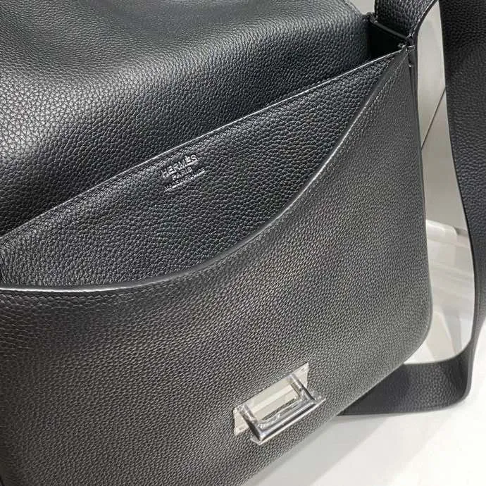 Hermes Black Leather Satchel Bag 244 - Image 7