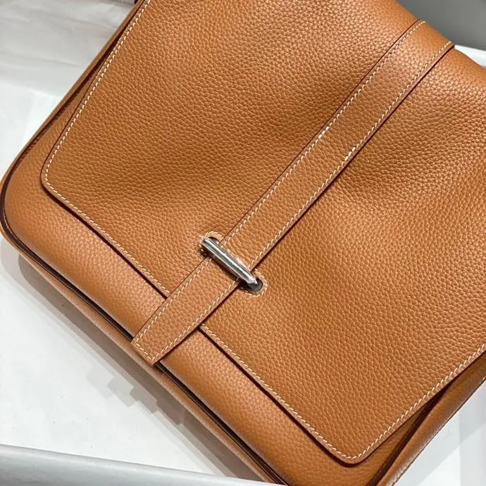 Hermes Tan Leather Satchel Bag 245 - Image 8