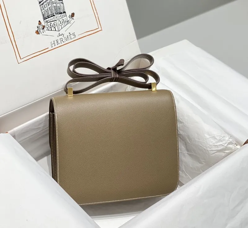 Alternative view of Hermes Taupe Leather Satchel Bag 246