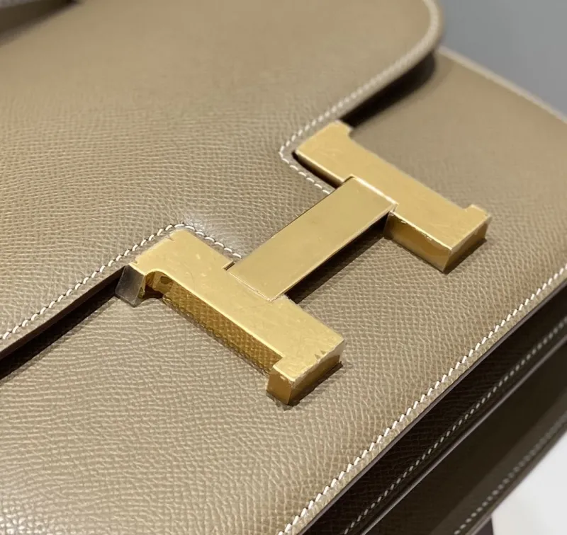 Hermes Taupe Leather Satchel Bag 246 - Image 5
