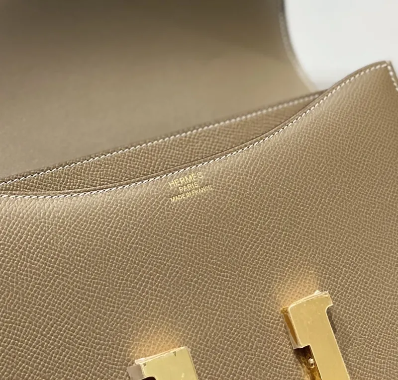 Hermes Taupe Leather Satchel Bag 246 - Image 6