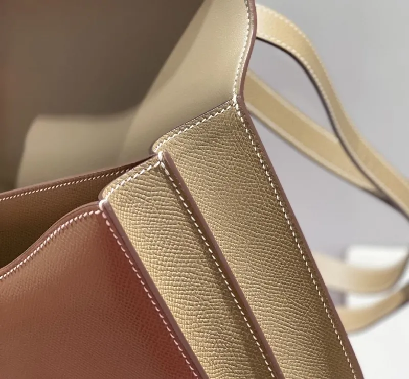 Hermes Taupe Leather Satchel Bag 246 - Image 7