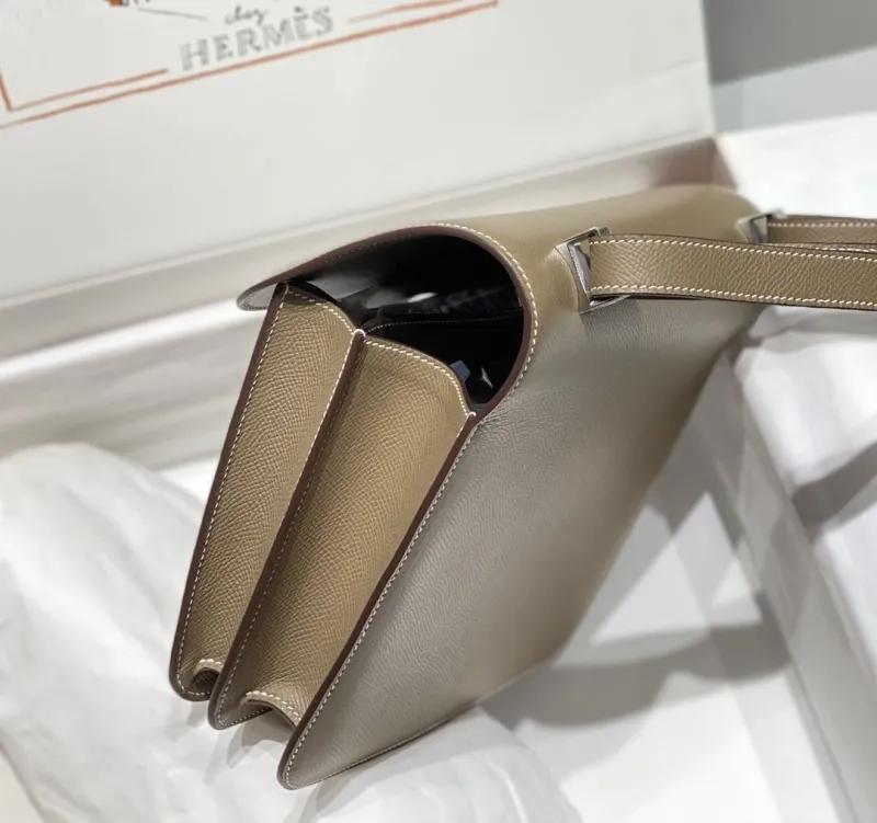 Hermes Etoupe Leather Satchel Crossbody Bag 247 - Image 5