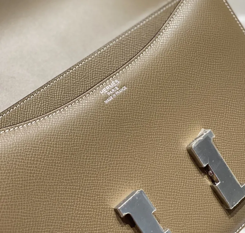 Hermes Etoupe Leather Satchel Crossbody Bag 247 - Image 6
