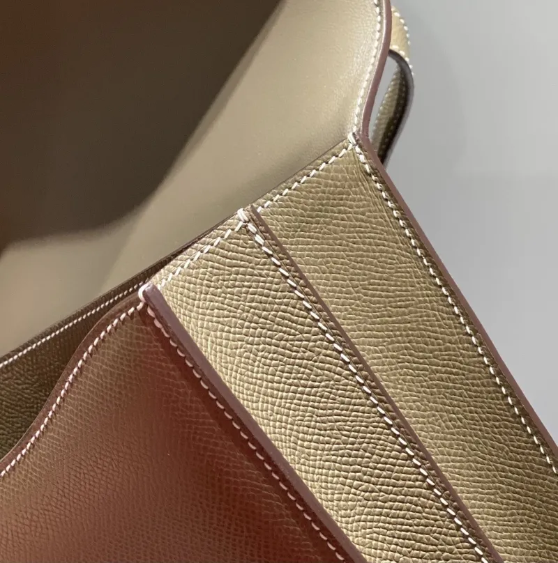 Hermes Etoupe Leather Satchel Crossbody Bag 247 - Image 8