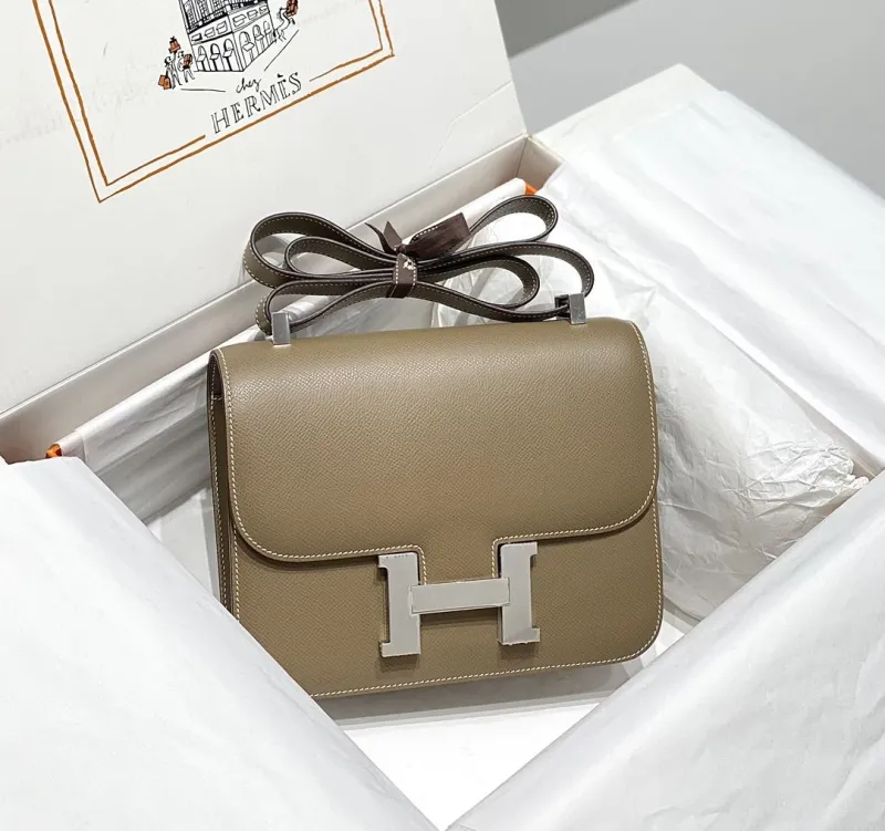 Hermes Taupe Crossbody Satchel Bag 249