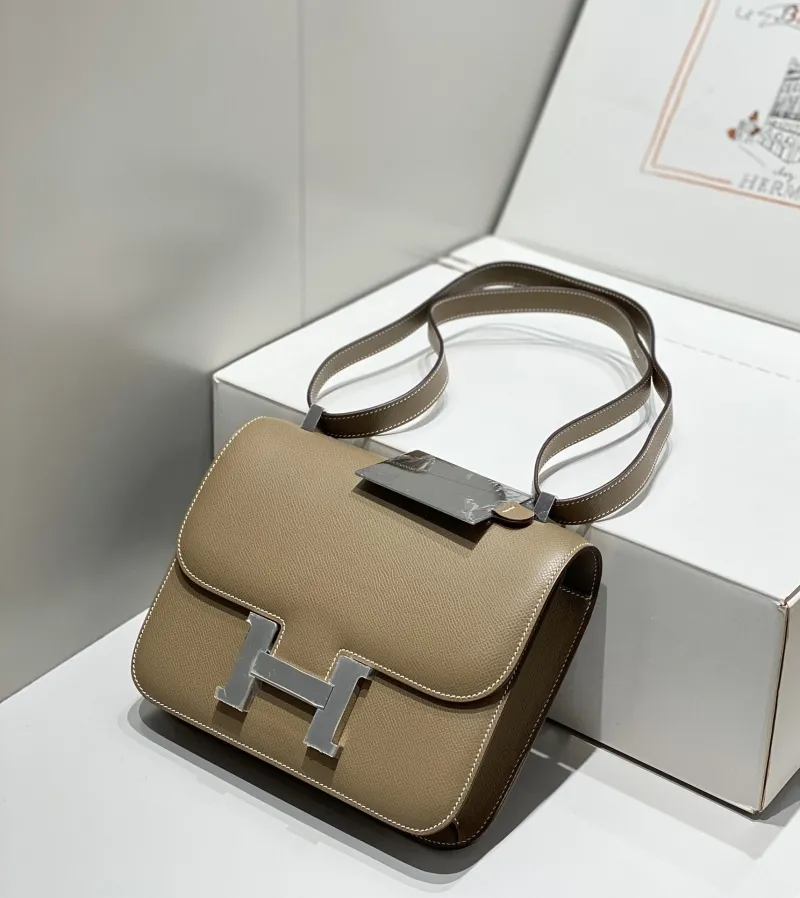 Hermes Taupe Crossbody Satchel Bag 249 - Image 5