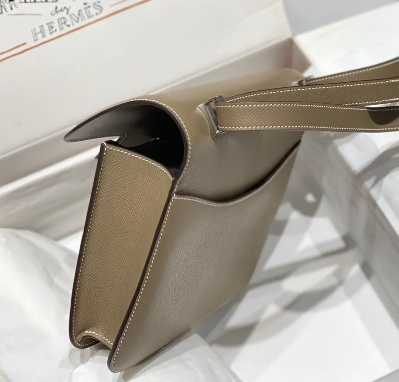 Hermes Taupe Crossbody Satchel Bag 249 - Image 6