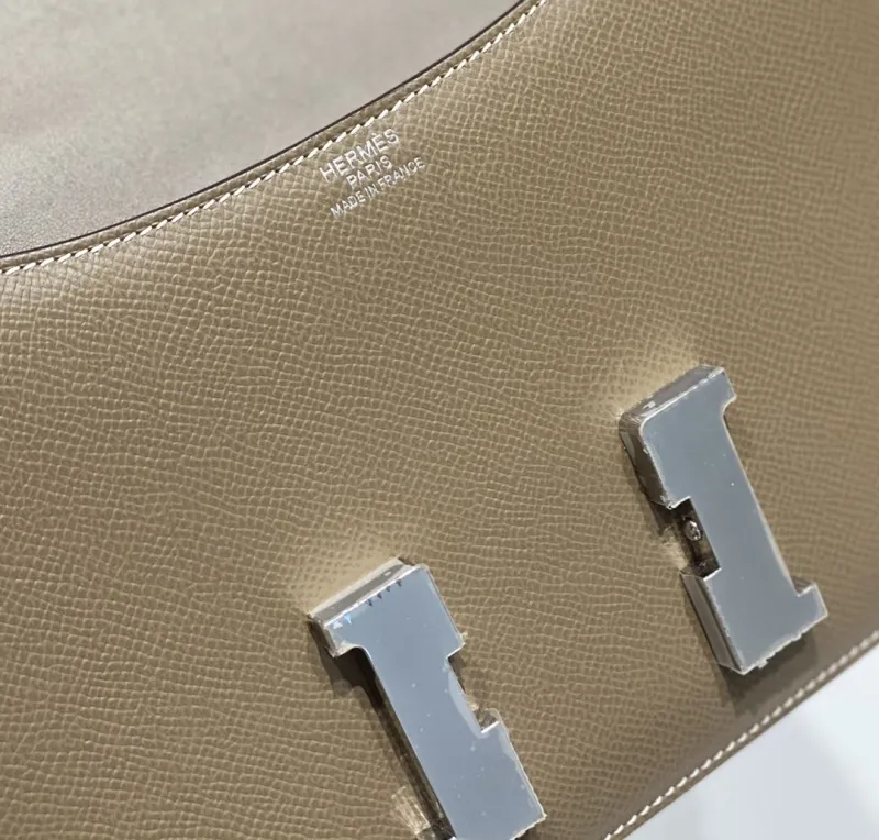 Hermes Taupe Crossbody Satchel Bag 249 - Image 7