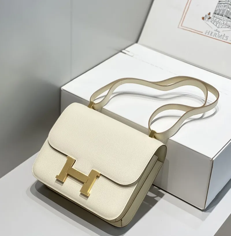 Hermes Cream Leather Satchel Shoulder Bag - Image 3