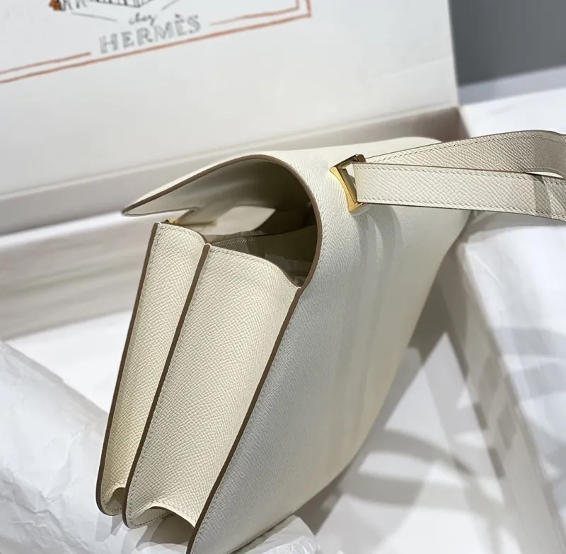 Hermes Cream Leather Satchel Shoulder Bag - Image 4