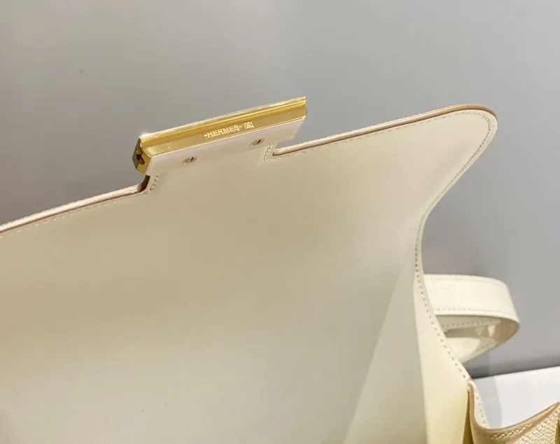 Hermes Cream Leather Satchel Shoulder Bag - Image 7