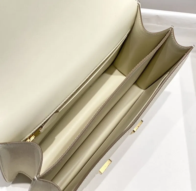 Hermes Cream Leather Satchel Shoulder Bag - Image 9