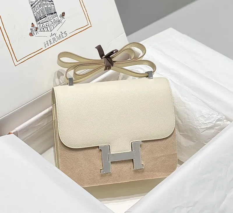 Hermes Cream Leather Satchel Bag 251
