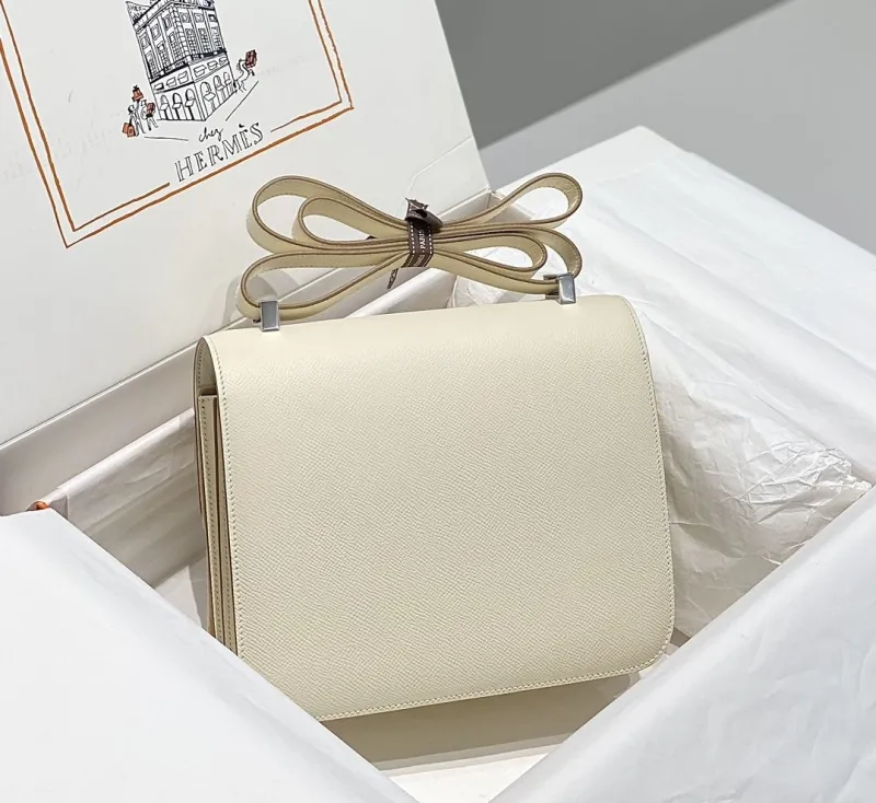 Alternative view of Hermes Cream Leather Satchel Bag 251