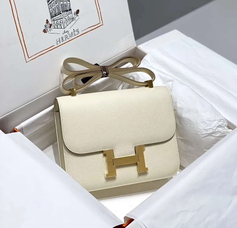 Alternative view of Hermes Cream Leather Satchel Bag 252