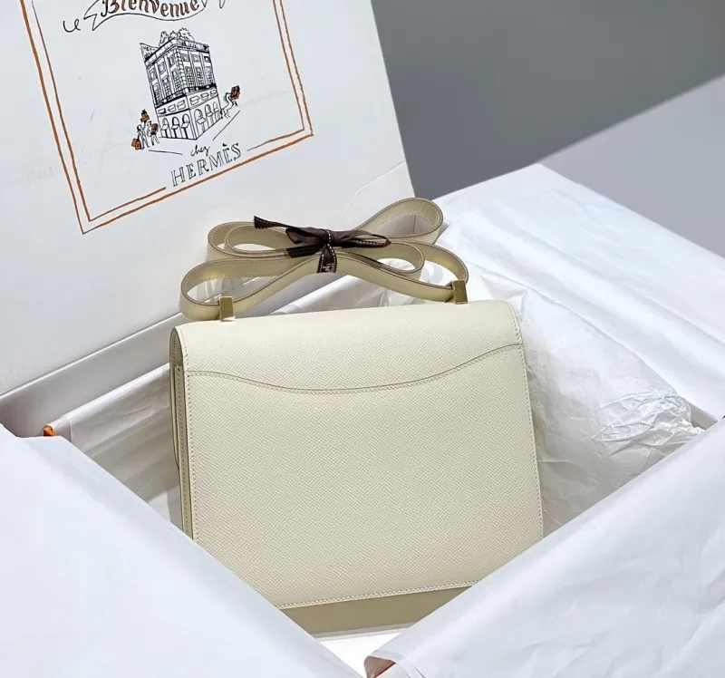 Hermes Cream Leather Satchel Bag 252 - Image 3