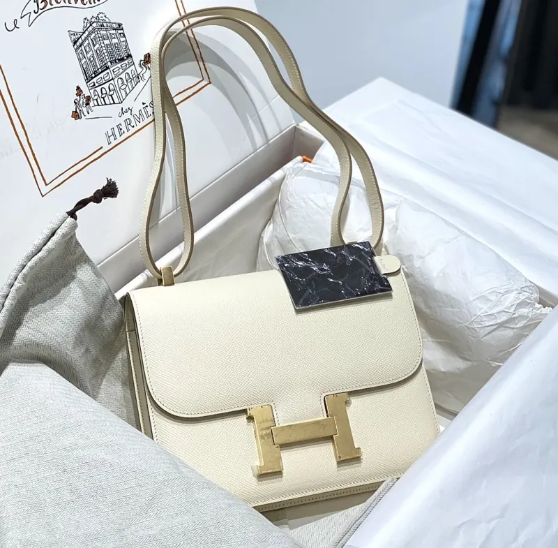 Hermes Cream Leather Satchel Bag 252 - Image 4