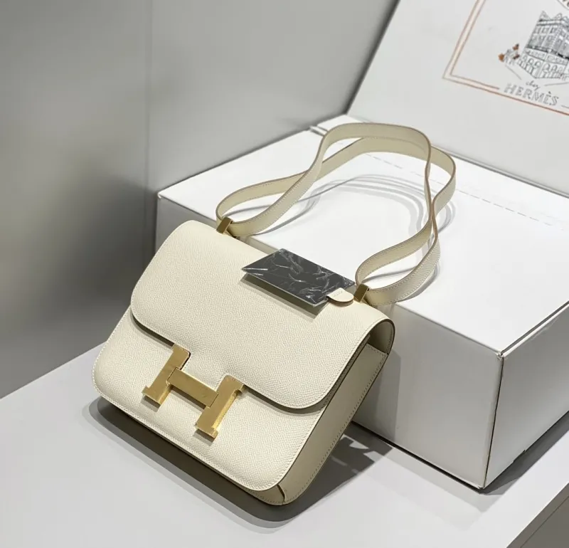 Hermes Cream Leather Satchel Bag 252 - Image 5