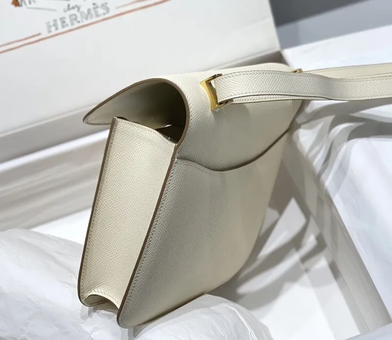 Hermes Cream Leather Satchel Bag 252 - Image 6