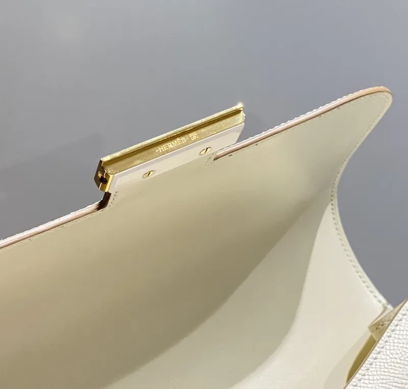 Hermes Cream Leather Satchel Bag 252 - Image 8