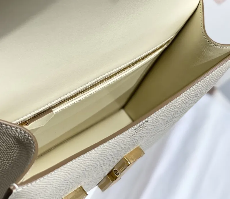 Hermes Cream Leather Satchel Bag 252 - Image 9