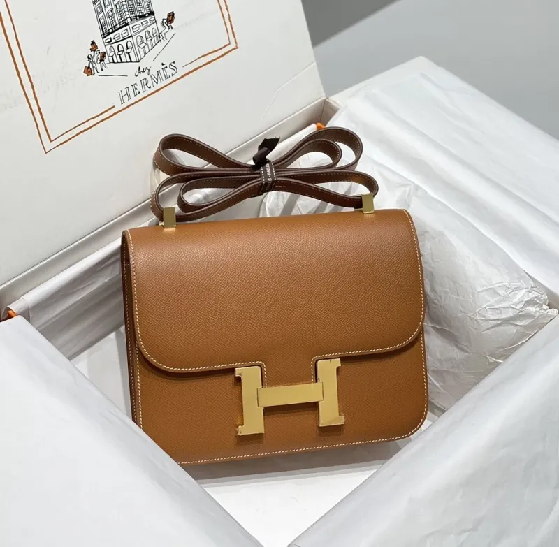 Hermes Brown Leather Satchel Bag 255