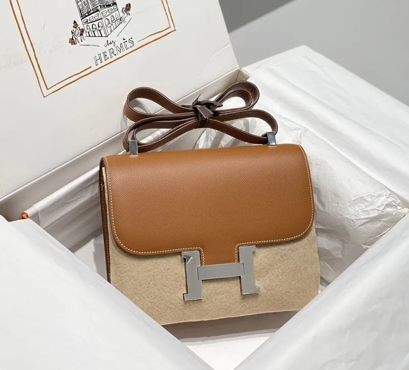 Hermes Brown Leather Satchel Bag 256