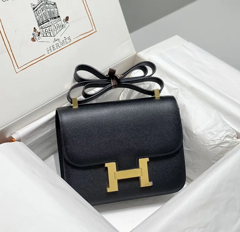 Hermes Black Leather Satchel Bag 258
